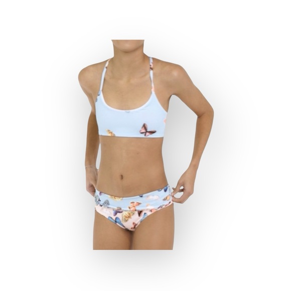 new Submarine ❤︎ Highs + Lows Print Bikini Set ❤︎ Cherry Blossom on Baby Blue - Picture 14 of 16